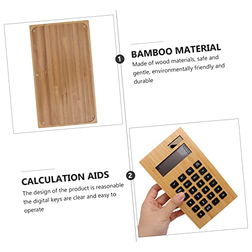 NUSITOU 1pc Battery Office Black Basic Professional with Learning Display Pocket Calculators LCD Tools Useful Bamboo Children Aids Mini Portable Financial for Calculation Digits Wooden