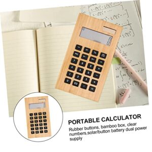 NUSITOU 1pc Battery Office Black Basic Professional with Learning Display Pocket Calculators LCD Tools Useful Bamboo Children Aids Mini Portable Financial for Calculation Digits Wooden