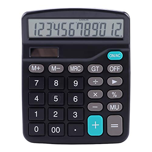 LICHAMP Desk Calculators with Big Buttons and Large Display, Office Desktop Calculator Basic 12 Digit with Solar Power and AA Battery (Included), 5 Bulk Pack