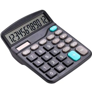 LICHAMP Desk Calculators with Big Buttons and Large Display, Office Desktop Calculator Basic 12 Digit with Solar Power and AA Battery (Included), 5 Bulk Pack