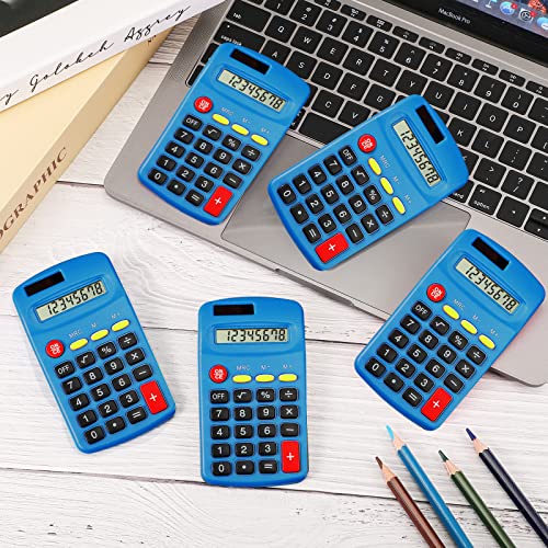 12 Piece Pocket Size Mini Calculators Solar Powered Calculators Handheld 8 Digit Display Basic Calculators Dual Power Basic Calculator Pocket Calculator for Office Students Kids, No Battery