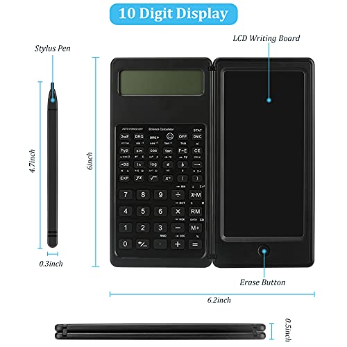 Laelr Calculator, Scientific Calculator, Electronic Office Calculator with Erasable Writing Board, 10-Digit LCD Display Desktop Calculator for Office School Calculating, High School or College (Black)