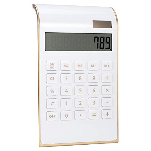 Financial Calculator, Portable 10 Digits Calculator Solar Calculator, Convenient for Carrying, for Office Home(White)