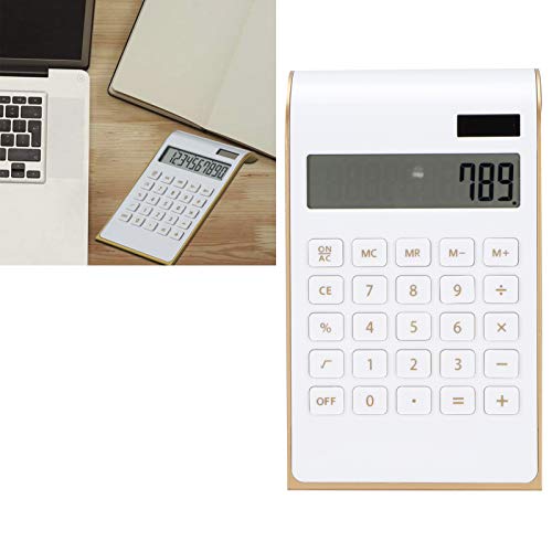 Financial Calculator, Portable 10 Digits Calculator Solar Calculator, Convenient for Carrying, for Office Home(White)