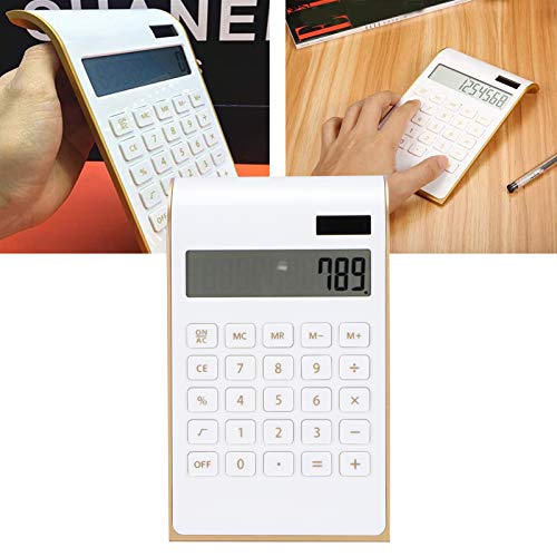 Financial Calculator, Portable 10 Digits Calculator Solar Calculator, Convenient for Carrying, for Office Home(White)