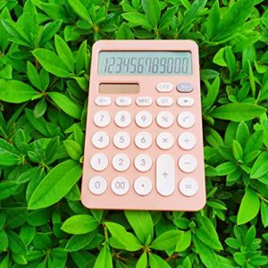 mjwdp 12 digit desk calculator large big buttons financial business accounting tool orange battery and solar power