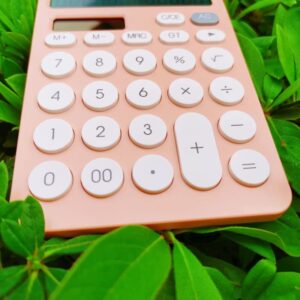 MJWDP 12 Digit Desk Calculator Large Big Buttons Financial Business Accounting Tool Orange Battery and Solar Power