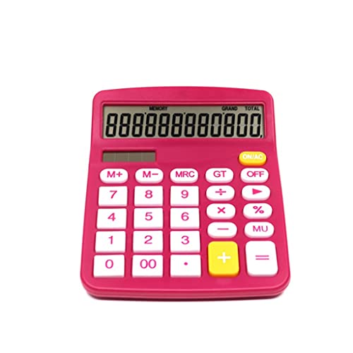 MJWDP 12 Digit Desk Calculator Large Buttons Financial Business Accounting Tool Rose Red Color for Office School Gift