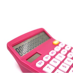 MJWDP 12 Digit Desk Calculator Large Buttons Financial Business Accounting Tool Rose Red Color for Office School Gift