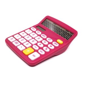 MJWDP 12 Digit Desk Calculator Large Buttons Financial Business Accounting Tool Rose Red Color for Office School Gift