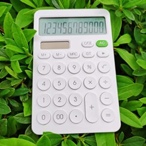 mjwdp 12 digit desk calculator large big buttons financial business accounting tool white battery and solar power