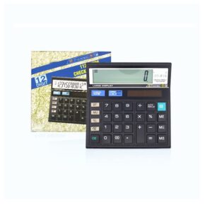 MJWDP 12 Digit Desk Calculator Large Buttons Financial Business Accounting Tool Black Color Big Size