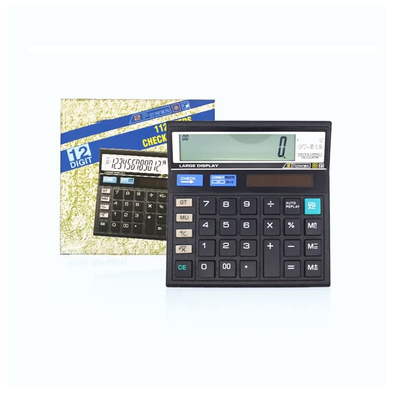 MJWDP 12 Digit Desk Calculator Large Buttons Financial Business Accounting Tool Black Color Big Size