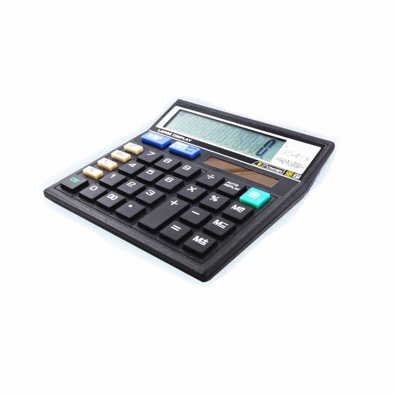 MJWDP 12 Digit Desk Calculator Large Buttons Financial Business Accounting Tool Black Color Big Size