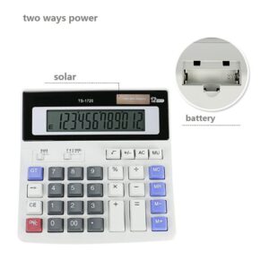 MJWDP 12 Digit Desk Calculator Large Buttons Financial Business Accounting Tool Big Buttons Keyboard Touching for Office School