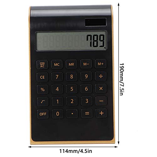 LCD Display Solar Calculator Compact Size Ergonomic Financial Calculator for Office Home(Black)