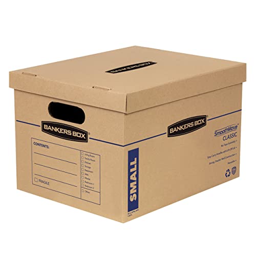 Bankers Box SmoothMove Classic Moving Boxes, Tape-Free Assembly, Small, 15 x 12 x 10 Inches, 10 Pack (7714203)