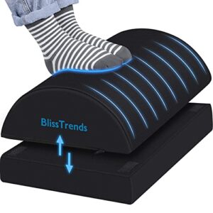 blisstrends foot rest for under desk at work-versatile foot stool with washable cover–comfortable footrest with 2 adjustable heights for car,home and office to relieve back,lumbar,knee pain-black