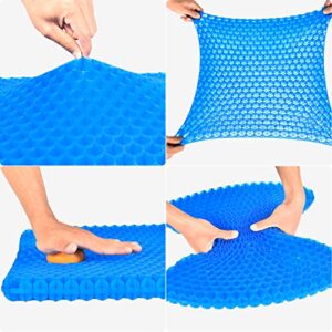 Gel Seat Cushion, Cooling seat Cushion Thick Big Breathable Honeycomb Design Absorbs Pressure Points Seat Cushion with Non-Slip Cover Gel Cushion for Office Chair Home Car seat Cushion for Wheelchair