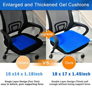 Gel Seat Cushion, Cooling seat Cushion Thick Big Breathable Honeycomb Design Absorbs Pressure Points Seat Cushion with Non-Slip Cover Gel Cushion for Office Chair Home Car seat Cushion for Wheelchair