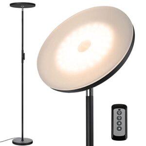joofo floor lamp,30w/2400lm sky led modern torchiere 3 color temperatures super bright floor lamps-tall standing pole light with remote & touch control for living room,bed room,office (black)