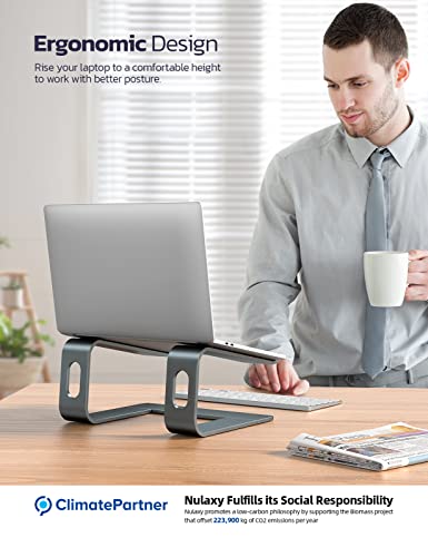 Nulaxy Laptop Stand, Ergonomic Aluminum Laptop Computer Stand, Detachable Laptop Riser Notebook Holder Stand Compatible with MacBook Air Pro, Dell XPS, HP, Lenovo More 10-15.6” Laptops