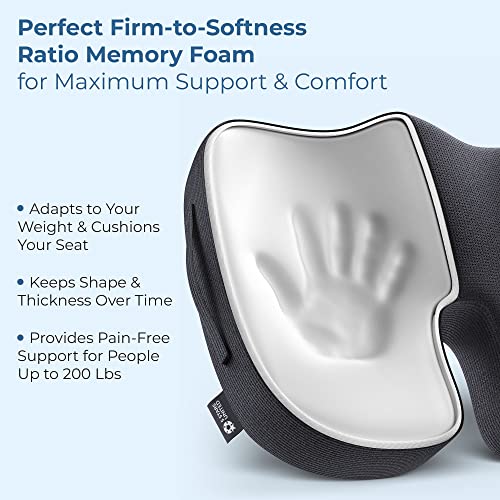 Seat Cushion Pillow for Office Chair - Memory Foam Firm Coccyx Pad - Tailbone, Sciatica, Lower Back Pain Relief - Lifting Cushion for Car, Wheelchair, School Chair, Computer and Desk Chair