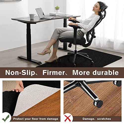 Hardwood Floors,Tile Non-Slip Office Chair Mat,Computer Chair Mat,for Rolling Chair,Large Floor Protector,Easy Clean and Flat Without Curling,Black(47"x36")