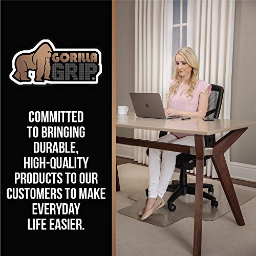 Gorilla Grip Desk Chair Mat, No Divots, Rolling Chairs Glide Easy, Heavy Duty Studded, Protects Carpeted Floor Under Desks, Transparent Mats for Office, Home and Gaming Floors, with Lip 48x36, Clear