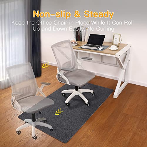 Office Chair Mat for Hardwood & Tile Floor, 55"x35" Computer Gaming Rolling Chair Mat, Under Desk Low-Pile Rug, Large Anti-Slip Floor Protector for Home Ofiice(Dark Gray)