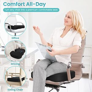 CushZone Gel Seat Cushion Office Chair Cushion for All-Day Sitting - Back, Sciatica, Coccyx Tailbone Pain Relief Cushion - Ergonomic Seat Cushion for Office Chairs, Car Seat, Gaming Chair - Black