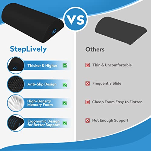 StepLively Foot Rest Under Desk at Work & Gaming - Office Desk Accessories for Desk Foot Rest Gaming Accessories for Gaming Chair - Memory Foam Footrest Pillow for Feet Support, Pain Relief (Black)