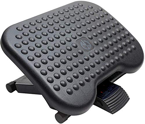 HUANUO Adjustable Under Desk Footrest, Foot Rest for Under Desk at Work with Massage, Foot Stool Under Desk with 3 Height Position & 30 Degree Tilt Angle Adjustment for Home, Office