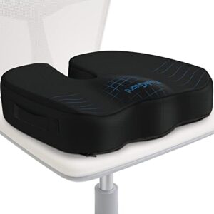 tushguard seat cushion for office chair memory foam non-slip desk chair cushion back, coccyx, sciatica, tailbone pain relief butt pillow for office chair, car, wheelchair, black