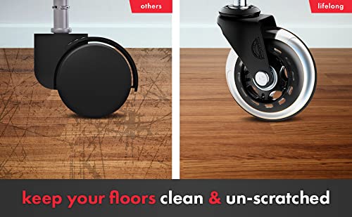 Office Chair Caster Wheels CINEYO Replacement Rubber Chair casters for Hardwood Floors and Carpet, (Set of 5) Heavy Duty Office Chair casters for Chairs to Replace Office Chair mats Universal fit