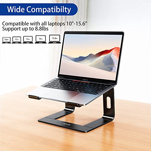 BESIGN LS03 Aluminum Laptop Stand, Ergonomic Detachable Computer Stand, Riser Holder Notebook Stand Compatible with Air, Pro, Dell, HP, Lenovo More 10-15.6" Laptops, Black