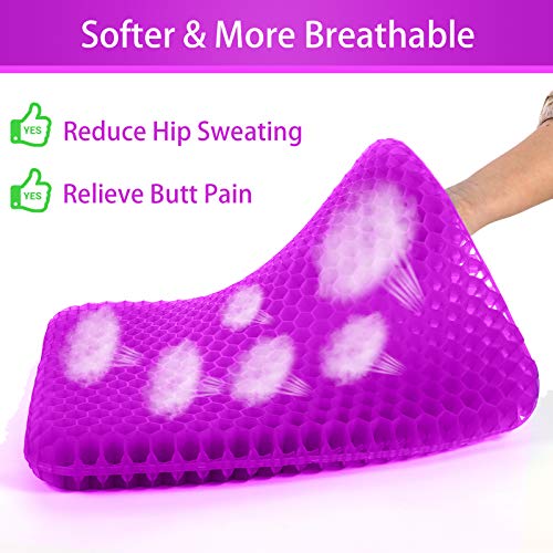 Gel Seat Cushion for Long Sitting (Super Large & Thick), Soft & Breathable, Gel Cushion for Wheelchair Reduce Sweat, Gel Chair Cushion for Hip Pain, Gel Seat Cushion for Office Chair More Comfortable