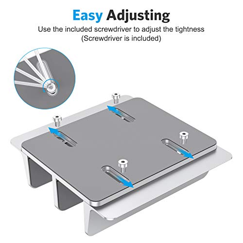 OMOTON [Updated Dock Version] Vertical Laptop Stand, Double Desktop Stand Holder with Adjustable Dock (Up to 17.3 inch), Fits All MacBook/Surface/Samsung/HP/Dell/Chrome Book (Silver)