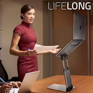 Ergonomic Laptop Stand For Desk, Adjustable Height Up To 20", Laptop Riser Computer Stand For Laptop, Portable Laptop Stands, Fits All MacBook, Laptops 10 15 17 Inches, Pulpit Laptop Holder Desk Stand