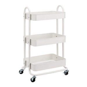 amazon basics 3-tier rolling utility or kitchen cart – white
