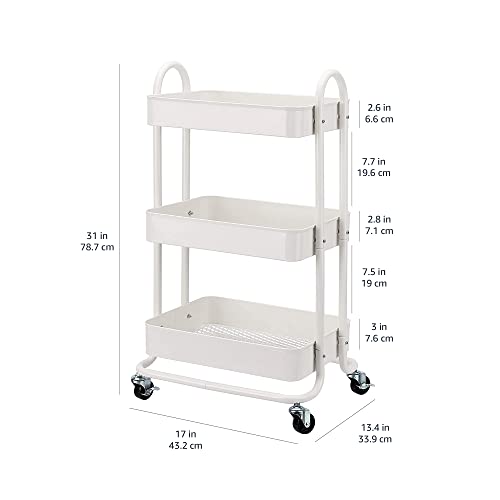 Amazon Basics 3-Tier Rolling Utility or Kitchen Cart - White