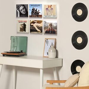 Vinyl Record Shelf Wall Mount 6 Pack, 12 inch Clear Acrylic Album Record Holder for Daily LP Listening, Acrylic Wall Shelf, Vinyl Record Display with Installation Hardware