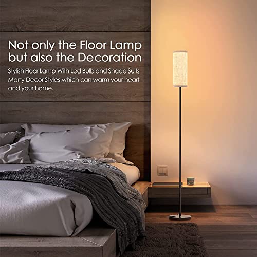 Karjoefar Floor Lamp for Living Room, Modern Floor Lamp with Remote Control, Stepless Dimmable 12W Bulb Included, Standing Lamp Tall Lamps for Living Room Bedroom