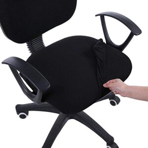 smiry stretch jacquard office computer chair seat covers, removable washable anti-dust desk chair seat cushion protectors – black
