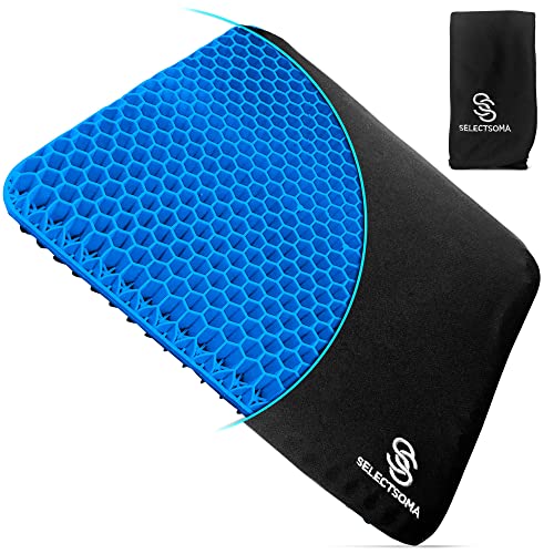 Gel Seat Cushion for Long Sitting – Car Seat Cushion and Office Chair Cushion for Back, Sciatica, Coccyx, Tailbone Pain Relief – Wheelchair Cushion for Pressure Relief – Egg Seat Gaming Chair Cushion