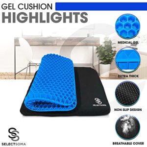 Gel Seat Cushion for Long Sitting – Car Seat Cushion and Office Chair Cushion for Back, Sciatica, Coccyx, Tailbone Pain Relief – Wheelchair Cushion for Pressure Relief – Egg Seat Gaming Chair Cushion