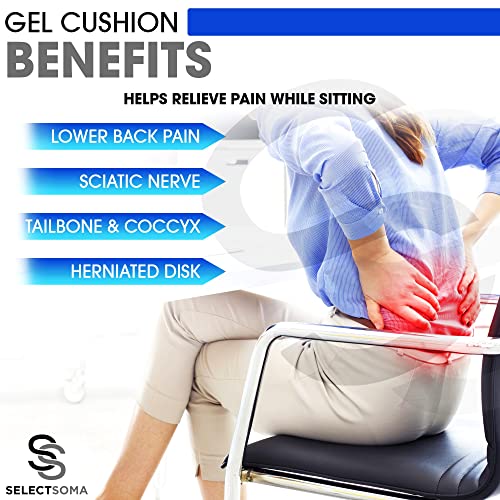 Gel Seat Cushion for Long Sitting – Car Seat Cushion and Office Chair Cushion for Back, Sciatica, Coccyx, Tailbone Pain Relief – Wheelchair Cushion for Pressure Relief – Egg Seat Gaming Chair Cushion