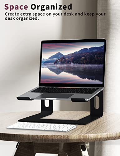 ALASHI Laptop Stand for Desk, Aluminum Computer Riser, Ergonomic Notebook Holder, Detachable Metal Laptops Elevator, PC Cooling Mount Support 10 to 15.6 Inches Notebook, Black