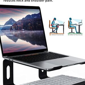 ALASHI Laptop Stand for Desk, Aluminum Computer Riser, Ergonomic Notebook Holder, Detachable Metal Laptops Elevator, PC Cooling Mount Support 10 to 15.6 Inches Notebook, Black