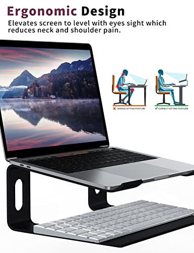 ALASHI Laptop Stand for Desk, Aluminum Computer Riser, Ergonomic Notebook Holder, Detachable Metal Laptops Elevator, PC Cooling Mount Support 10 to 15.6 Inches Notebook, Black